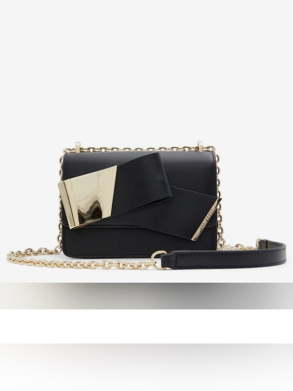 NWT Ted Baker Livia Leather Bow Crossbody Bag Black Chain Purse